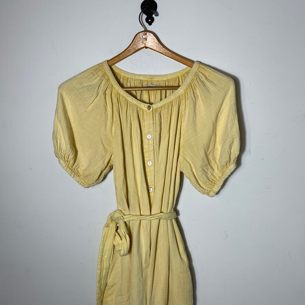 Faherty Soft Yellow Button-Front Mini Dress - Picture 4 of 5